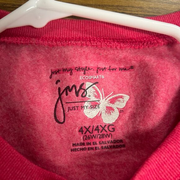 JMS Just My Size By Hanes Women's Size 4X EcoSmart Pink Sweatshirt NWT - Picture 5 of 9